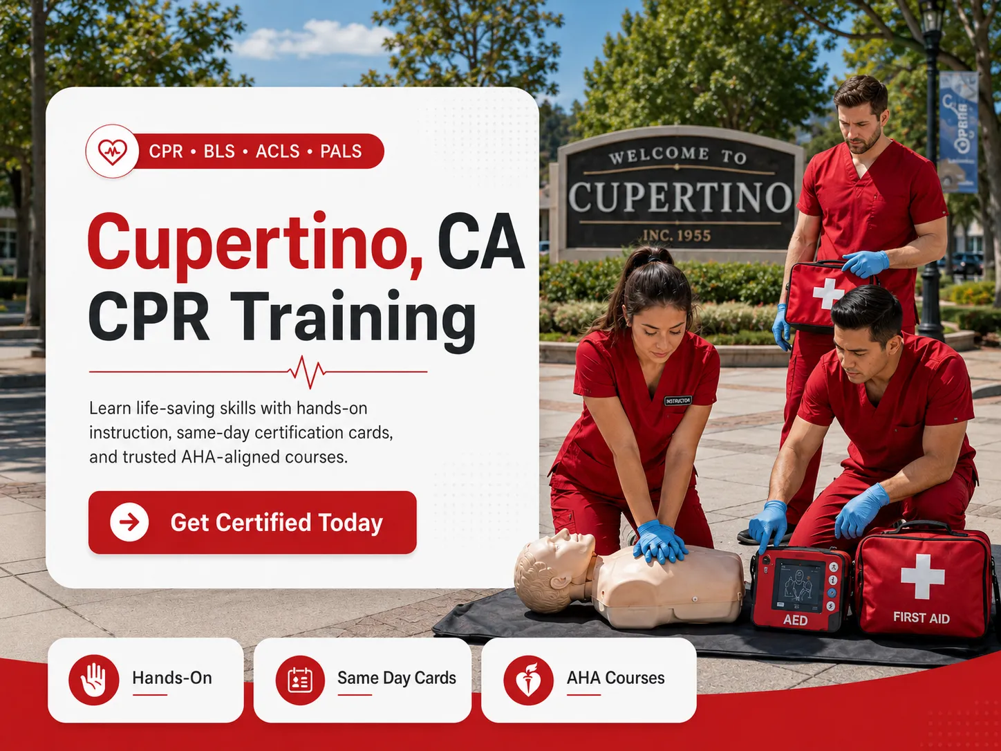 CPR BLS training session with AHA-certified instructor in Cupertino, CA